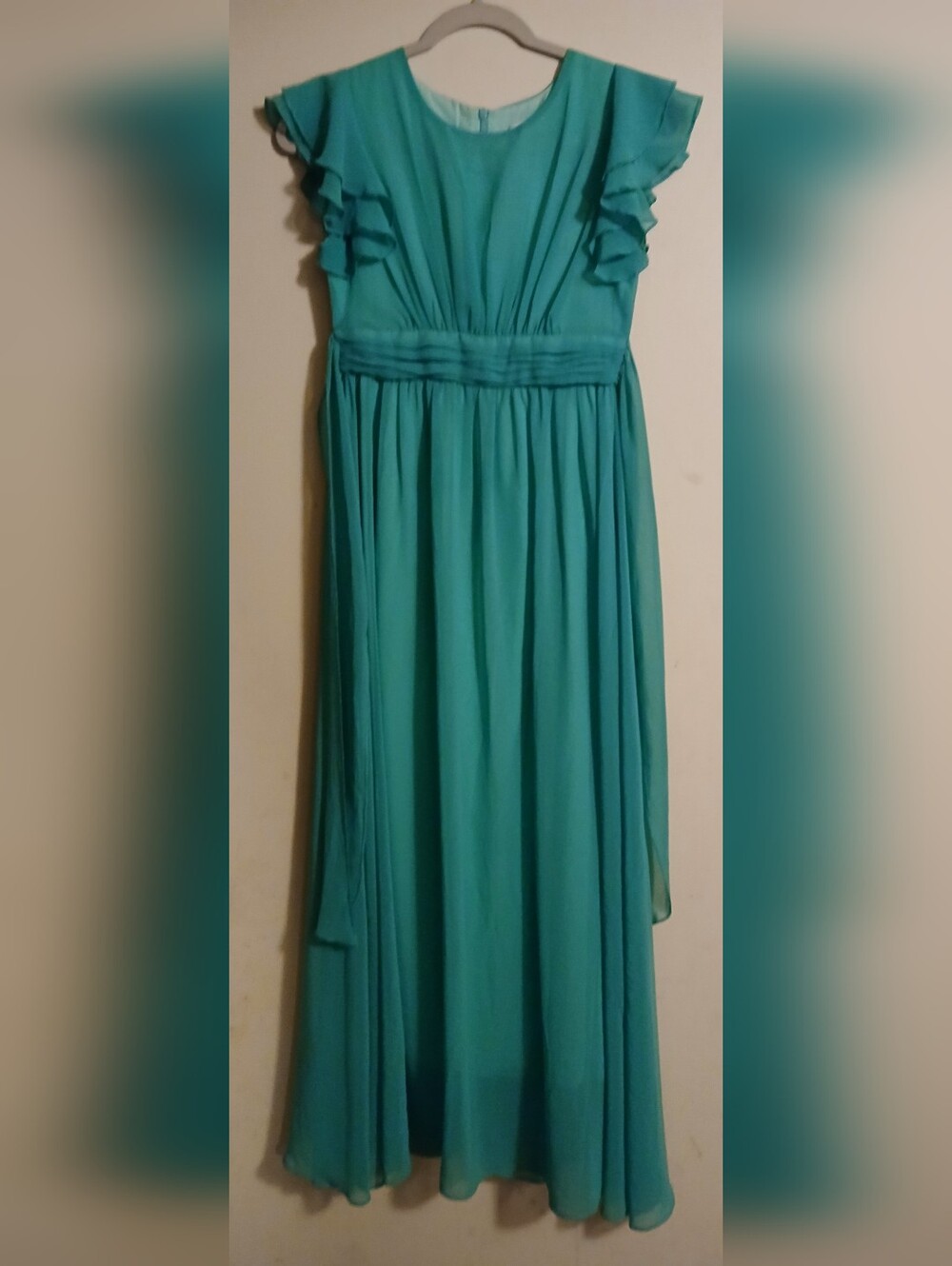 Teal Flutter Sleeve Maxi Dress - Women